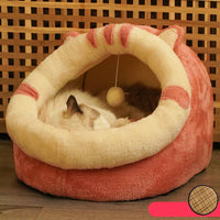HKM-7580221 Cozy Semi-Enclosed Polar Fleece Cat Nest for Deep Sleep - Available in S, M, L Sizes