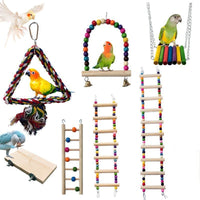 HKM-758163 Bird and Hamster Climbing Ladder Set with Swing, Sling Ring, and Climbing Rope