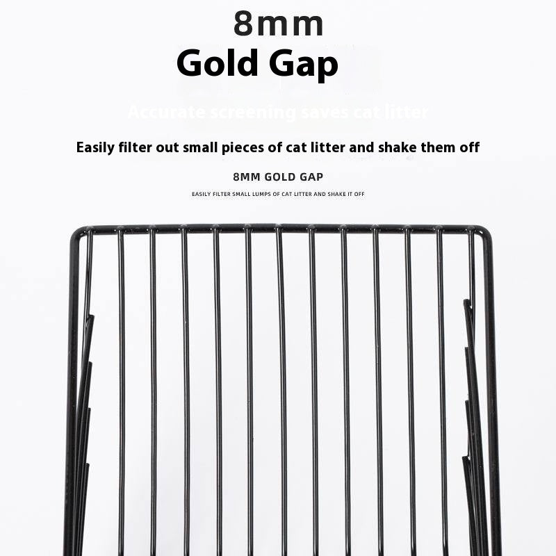 HKM-7581757 Durable Black Metal Cat Litter Scoop with 0.8cm Gap for Efficient Cleaning