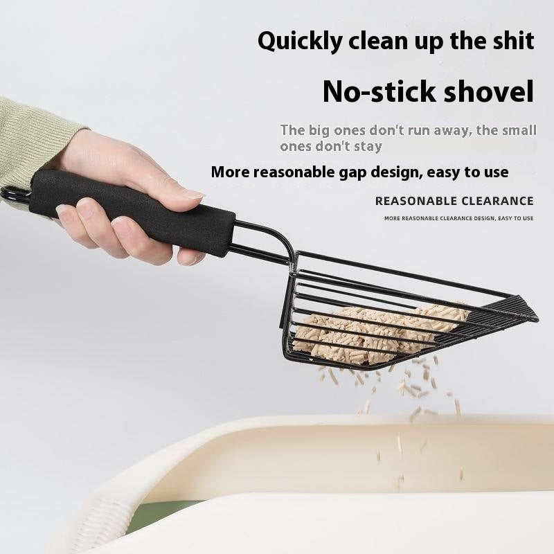 HKM-7581757 Durable Black Metal Cat Litter Scoop with 0.8cm Gap for Efficient Cleaning
