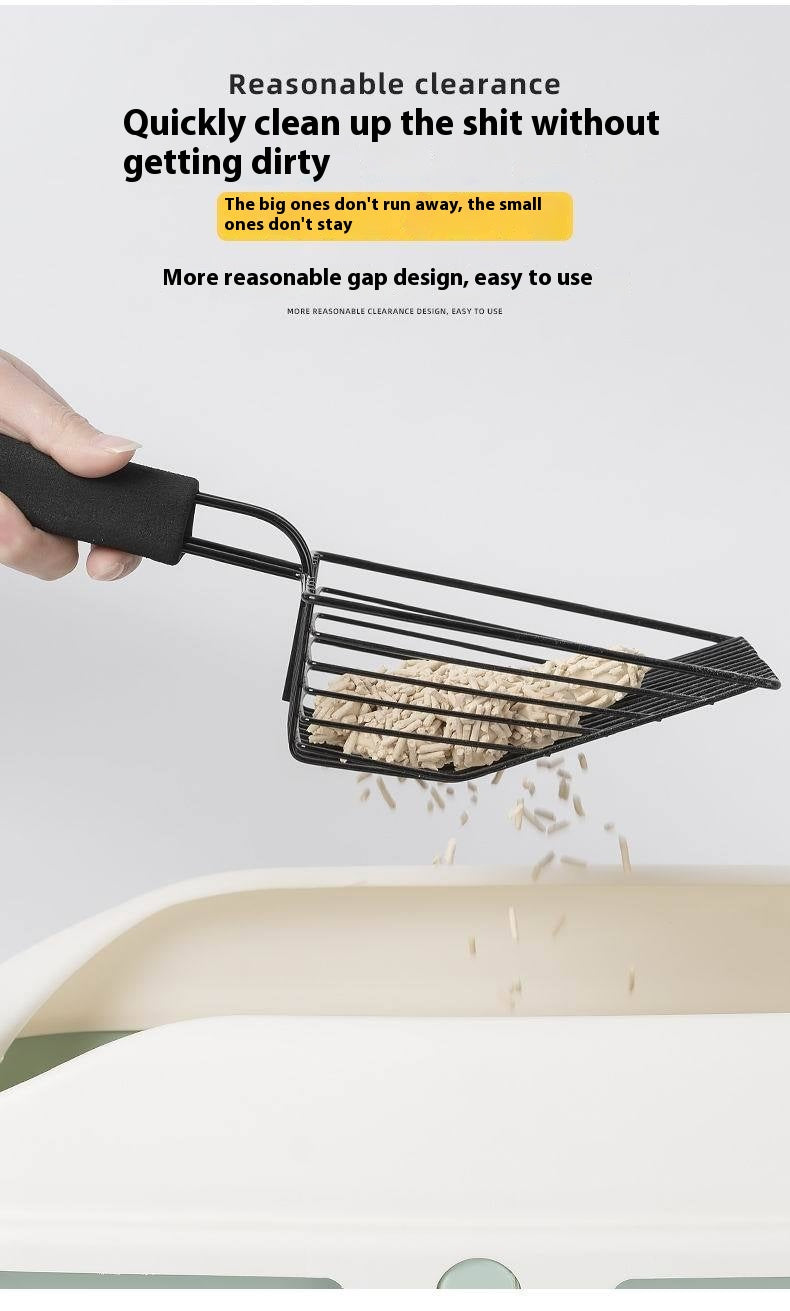 HKM-7581757 Durable Black Metal Cat Litter Scoop with 0.8cm Gap for Efficient Cleaning