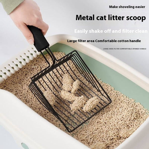 HKM-7581757 Durable Black Metal Cat Litter Scoop with 0.8cm Gap for Efficient Cleaning
