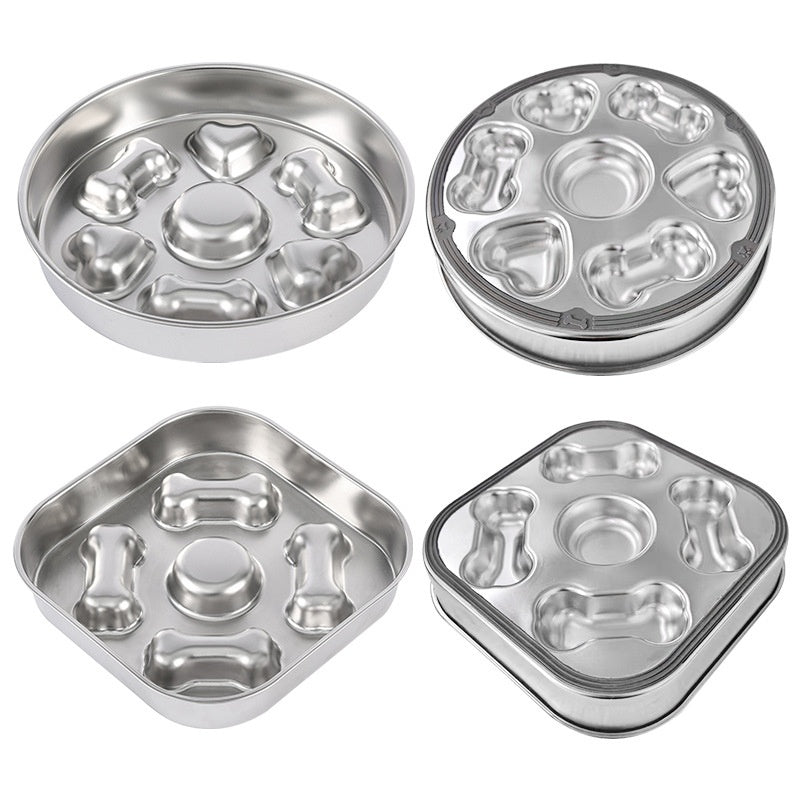 HKM-7582141 Non-slip Stainless Steel Slow Feeding Bowls for Pets in Various Styles
