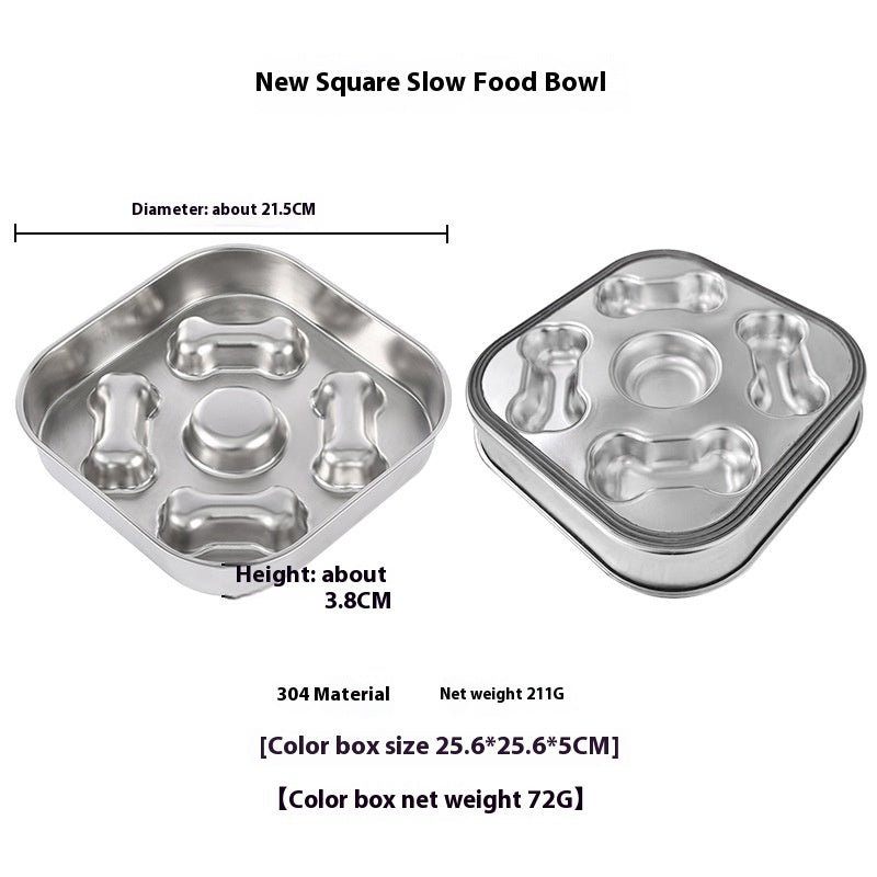 HKM-7582141 Non-slip Stainless Steel Slow Feeding Bowls for Pets in Various Styles