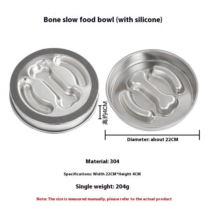 HKM-7582141 Non-slip Stainless Steel Slow Feeding Bowls for Pets in Various Styles