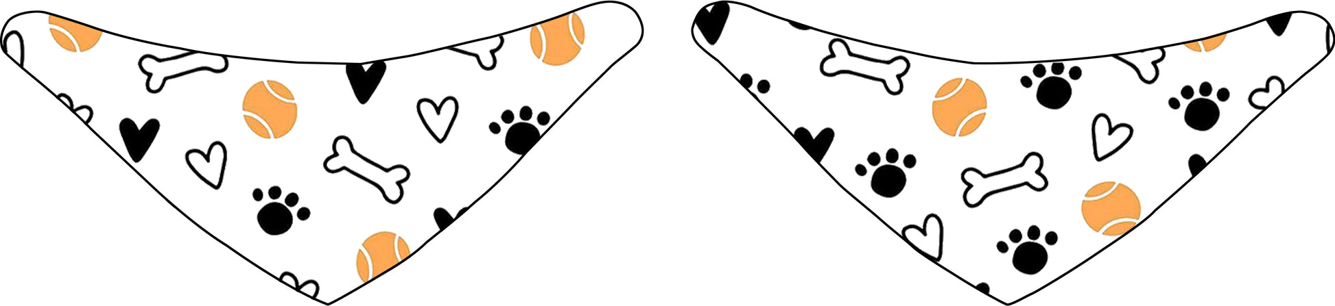 HKM-7582525 Reversible Pet Bandana in Random Patterns - Available in S, M, L Sizes, Made of Durable Polyester