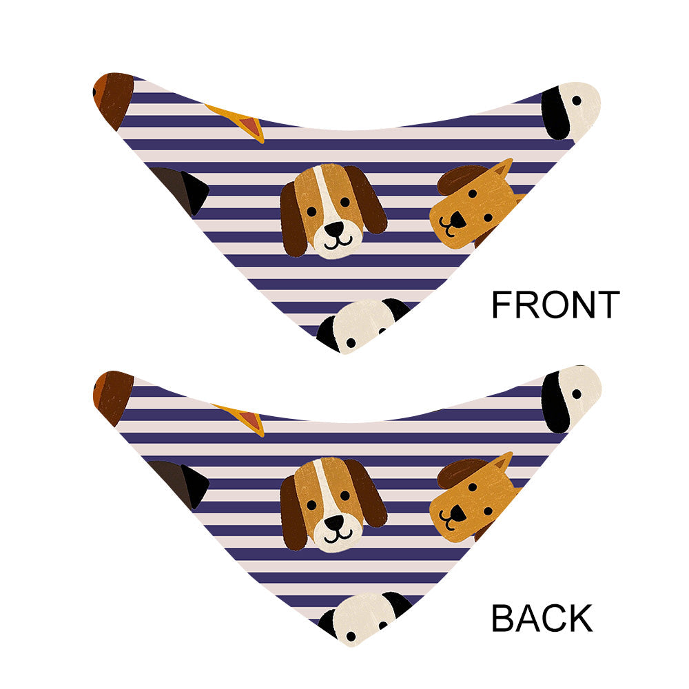 HKM-7582525 Reversible Pet Bandana in Random Patterns - Available in S, M, L Sizes, Made of Durable Polyester