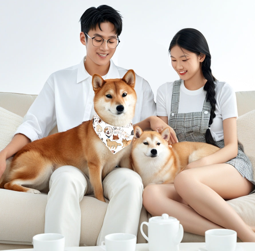 HKM-7582525 Reversible Pet Bandana in Random Patterns - Available in S, M, L Sizes, Made of Durable Polyester