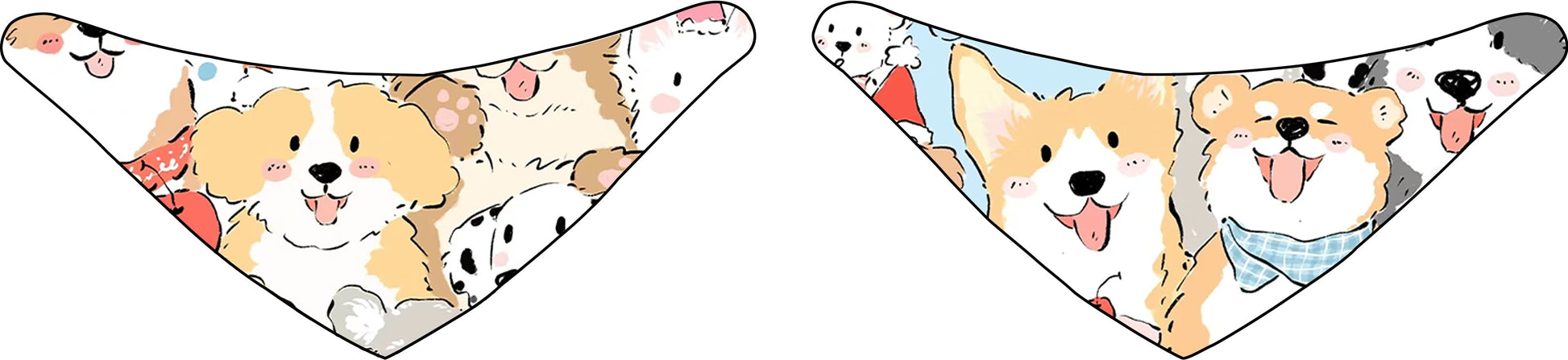 HKM-7582525 Reversible Pet Bandana in Random Patterns - Available in S, M, L Sizes, Made of Durable Polyester