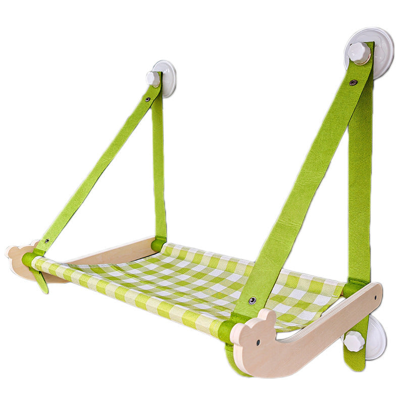 HKM-7583421 Durable Wooden Cat Window Hammock Bed with Stable Suction Cup Design