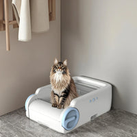 HKM-758355 Automatic Cat Litter Box with Large Capacity and Delayed Cleaning Function, Odor Control, Easy to Clean