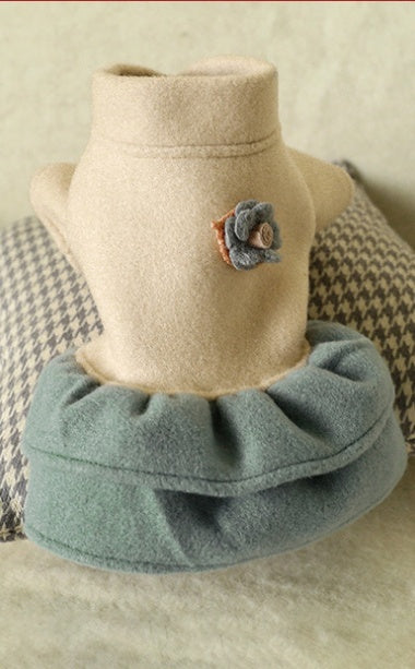 HKM-7584317 Cozy Casual Pet Woolen Dress - Polyester, European and American Style Skirt for All Pets