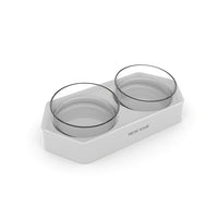 HKM-7586109 Hexagonal Plastic Inclined Pet Bowl - Available in White, Blue, or Gray