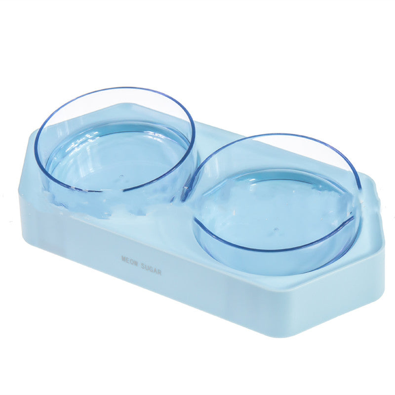 HKM-7586109 Hexagonal Plastic Inclined Pet Bowl - Available in White, Blue, or Gray