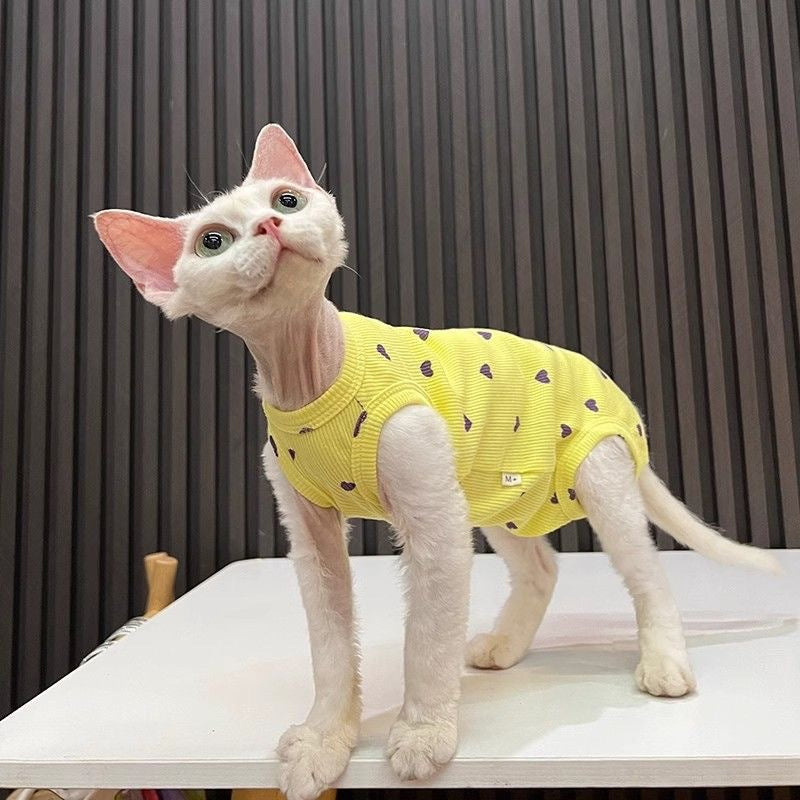 HKM-7586493 Comfortable Summer Bellyband Vest for Pets in Pink or Yellow Heart Design