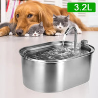 HKM-758675 Stainless Steel Pet Water Fountain with Quiet Pump for Cats and Puppies