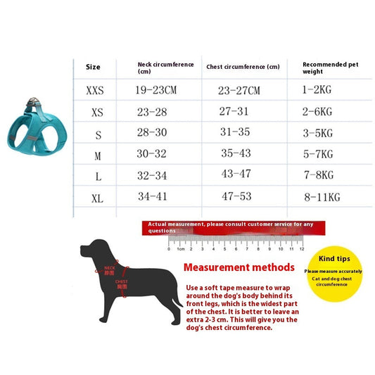 HKM-7587389 Vest-style Slip Rope Leash for Cats - Adjustable Mesh Harness with Hand Rope in Multiple Colors and Sizes