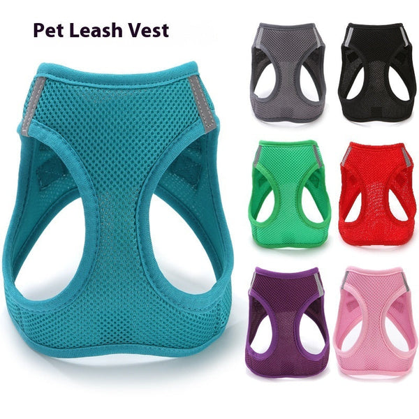 HKM-7587389 Vest-style Slip Rope Leash for Cats - Adjustable Mesh Harness with Hand Rope in Multiple Colors and Sizes