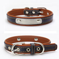 HKM-7587901 Double Leather Dog Collar with Backing, Adjustable Sizes, Various Colors
