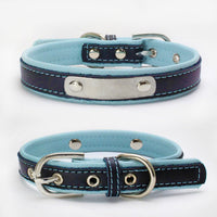 HKM-7587901 Double Leather Dog Collar with Backing, Adjustable Sizes, Various Colors