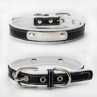 HKM-7587901 Double Leather Dog Collar with Backing, Adjustable Sizes, Various Colors