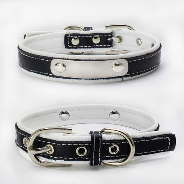 HKM-7587901 Double Leather Dog Collar with Backing, Adjustable Sizes, Various Colors