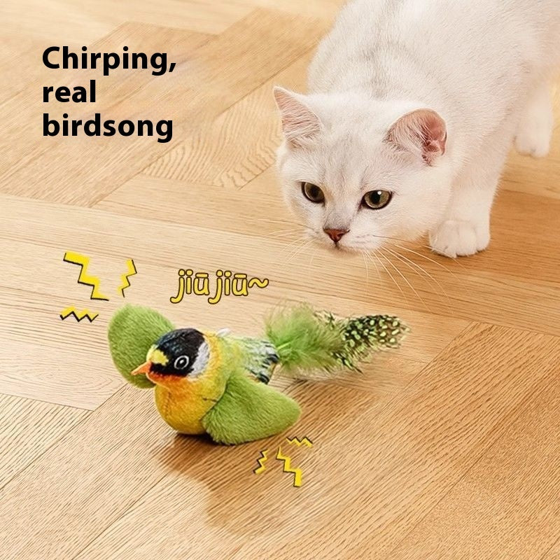 HKM-7589181 Hanging Bird Teaser Cat Toy with Plush Simulation, Multiple Colors Available