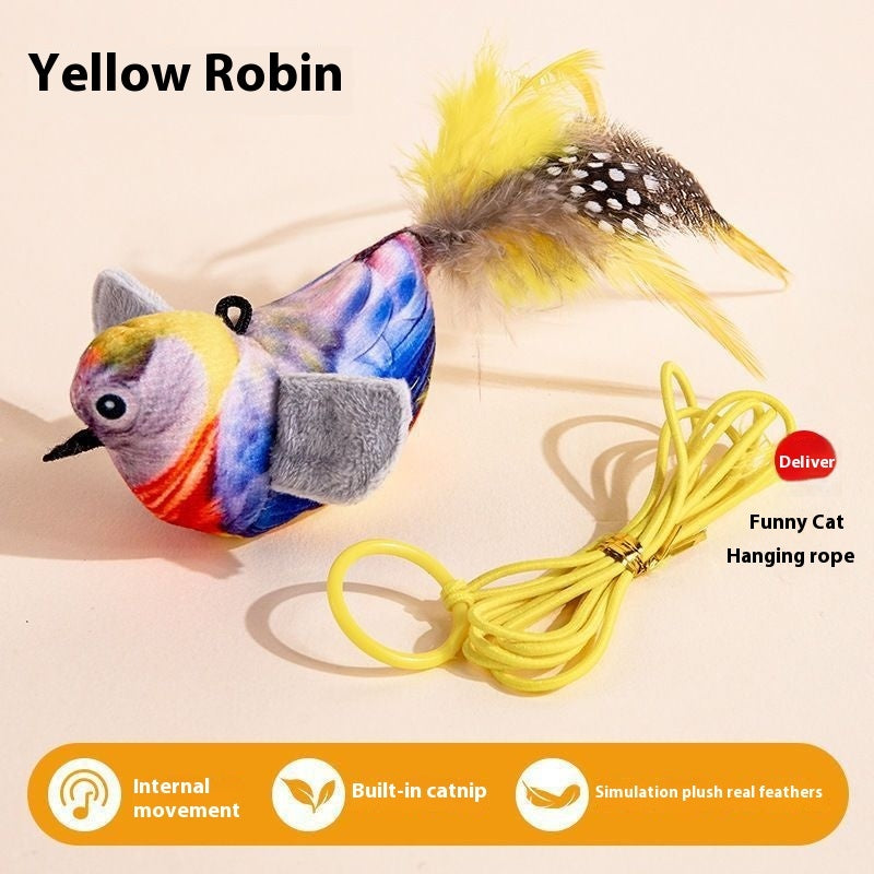 HKM-7589181 Hanging Bird Teaser Cat Toy with Plush Simulation, Multiple Colors Available