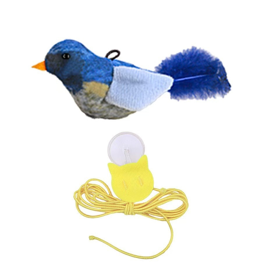 HKM-7589181 Hanging Bird Teaser Cat Toy with Plush Simulation, Multiple Colors Available