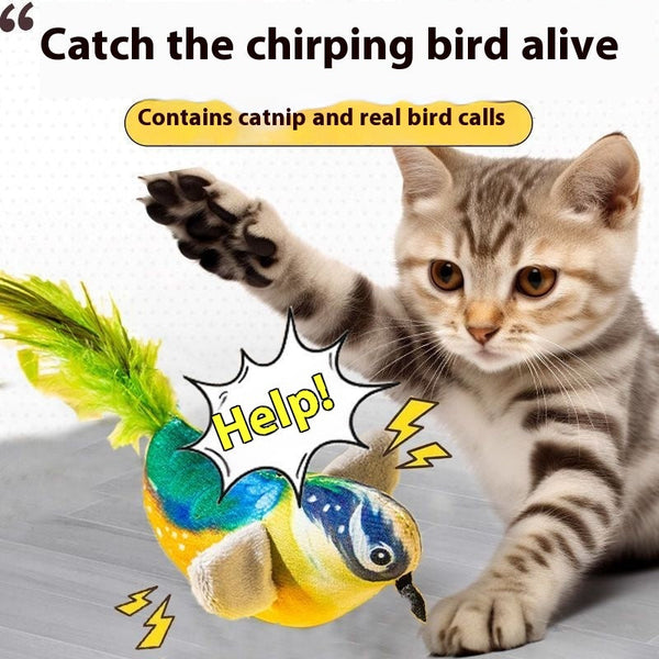HKM-7589181 Hanging Bird Teaser Cat Toy with Plush Simulation, Multiple Colors Available