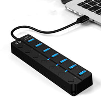 HKM-758931 7-Port High-Speed USB 3.0 Hub with External Power Supply and 5Gbps Data Transfer Rate
