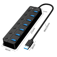 HKM-758931 7-Port High-Speed USB 3.0 Hub with External Power Supply and 5Gbps Data Transfer Rate