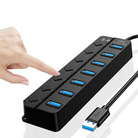 HKM-758931 7-Port High-Speed USB 3.0 Hub with External Power Supply and 5Gbps Data Transfer Rate