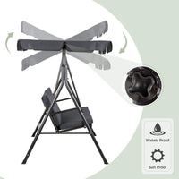 HKM-758931 Double Hammock Metal Hanging Swing Chair with Stand for Patio and Garden Use