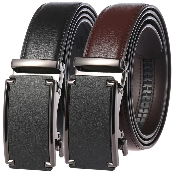 HKM-758931 Men's Casual Leather Belt with Multi-style Two-layer Buckle - Model LY36-000010-1