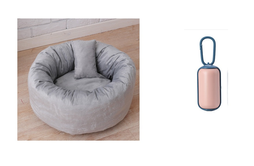 HKM-7589949 Comfortable Cloth Pet Bed and Blanket for Cats - Available in Three Sizes