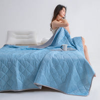 HKM-759059 Cool Silk Summer Quilt with Airable Cover - Modern Solid Color Options in Various Sizes
