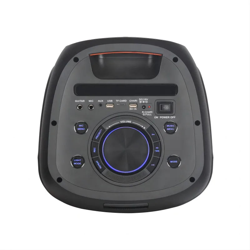 HKM-759059 Portable Dual 8 Inch Party Speaker with Powerful Bass and Wireless Functionality