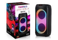 HKM-759059 Portable Dual 8 Inch Party Speaker with Powerful Bass and Wireless Functionality