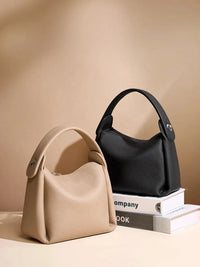 HKM-759123 Top Layer Cowhide Soft Box Handbag - Versatile Crossbody and Shoulder Bag in Milk Tea and Black