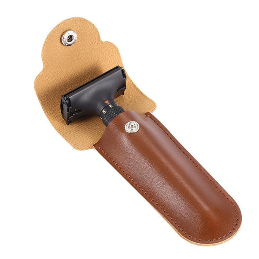 HKM-759123 Vintage PU Leather Razor Storage Holster for Men - Compact and Stylish Design