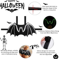 HKM-7591357 Luminous Skeleton Bone Bat Wings Dog Halloween Costume for Small to Large Pets