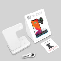 HKM-759379 3-in-1 Wireless Charger Station for Qi-Enabled Devices, Compatible with Mobile Phones, Smartwatches, and Headphones