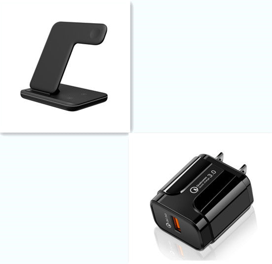 HKM-759379 3-in-1 Wireless Charger Station for Qi-Enabled Devices, Compatible with Mobile Phones, Smartwatches, and Headphones