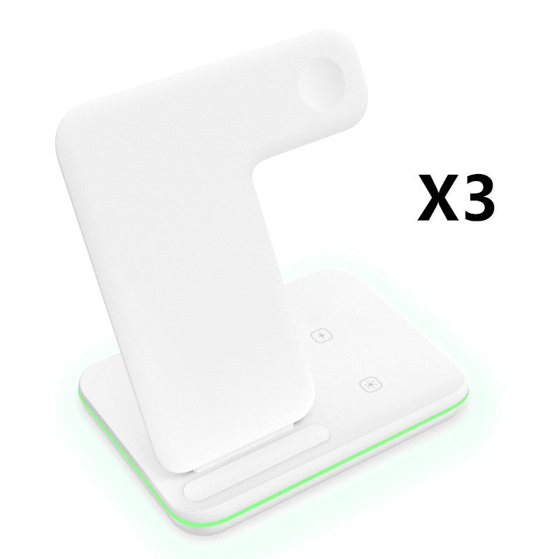 HKM-759379 3-in-1 Wireless Charger Station for Qi-Enabled Devices, Compatible with Mobile Phones, Smartwatches, and Headphones