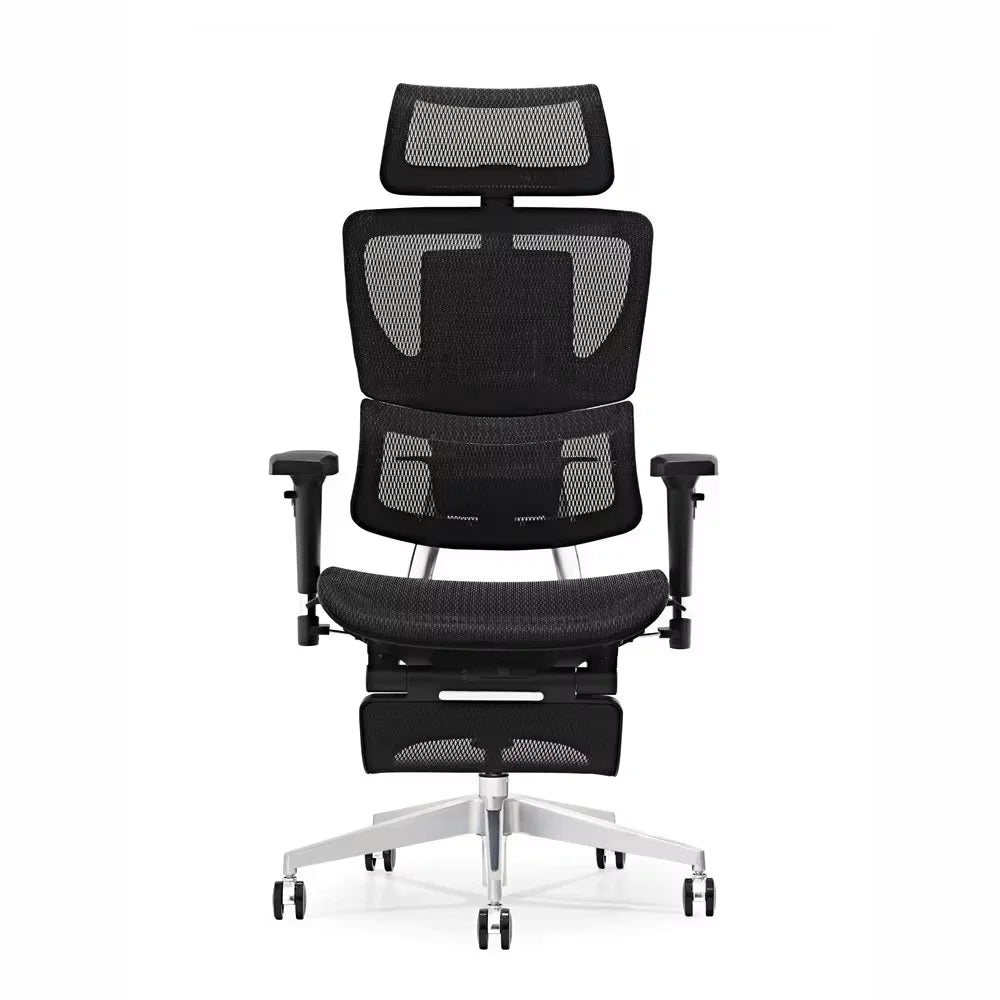 HKM-759507 Ergonomic Mesh Swivel Office Chair with 2D Headrest, Lumbar and Footrest Support