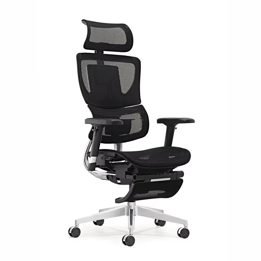 HKM-759507 Ergonomic Mesh Swivel Office Chair with 2D Headrest, Lumbar and Footrest Support