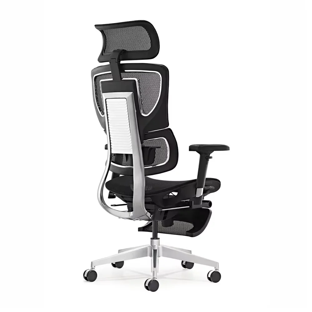 HKM-759507 Ergonomic Mesh Swivel Office Chair with 2D Headrest, Lumbar and Footrest Support