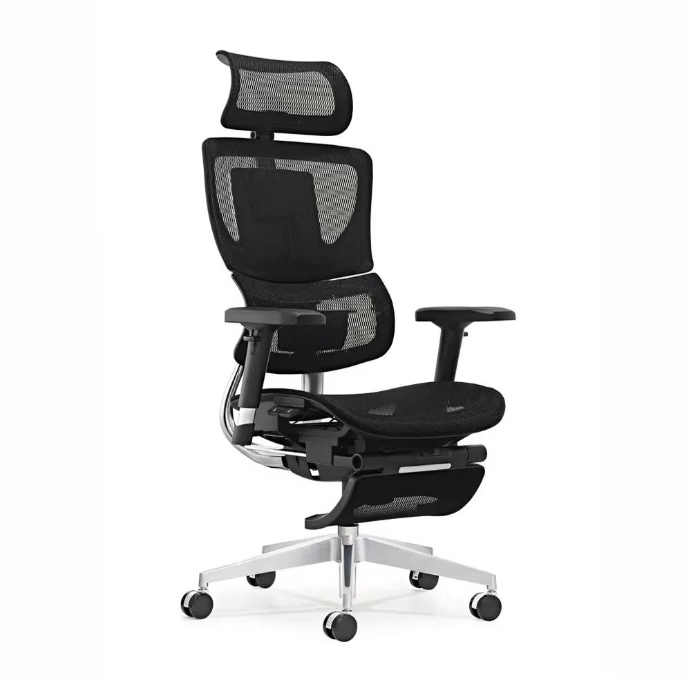 HKM-759507 Ergonomic Mesh Swivel Office Chair with 2D Headrest, Lumbar and Footrest Support