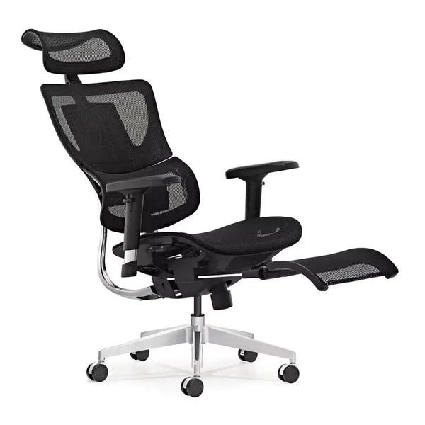 HKM-759507 Ergonomic Mesh Swivel Office Chair with 2D Headrest, Lumbar and Footrest Support